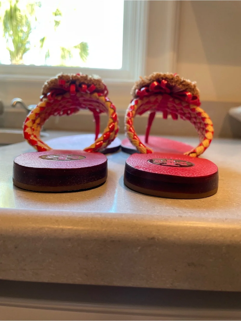 Tory Burch Burt Thong | Natural & Red Volcano
